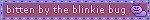 Blinkie: 'bitten by the blinkie bug' on a purple background