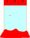 An ms paint graphic of a single sea monkey floating around in a red tank.