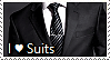 Stamp: 'I heart suits' with a picture of a black and white suit.