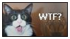 Stamp: A cat with its mouth agape that says 'WTF?'