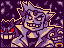 A pixel of an evil pokemon professor flanked by a gengar and a grimer on either side.