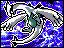 A pixel of lugia on a blue lightning background.